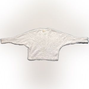 Jessica Simpson white feather snowball boat neck dolman sleeve